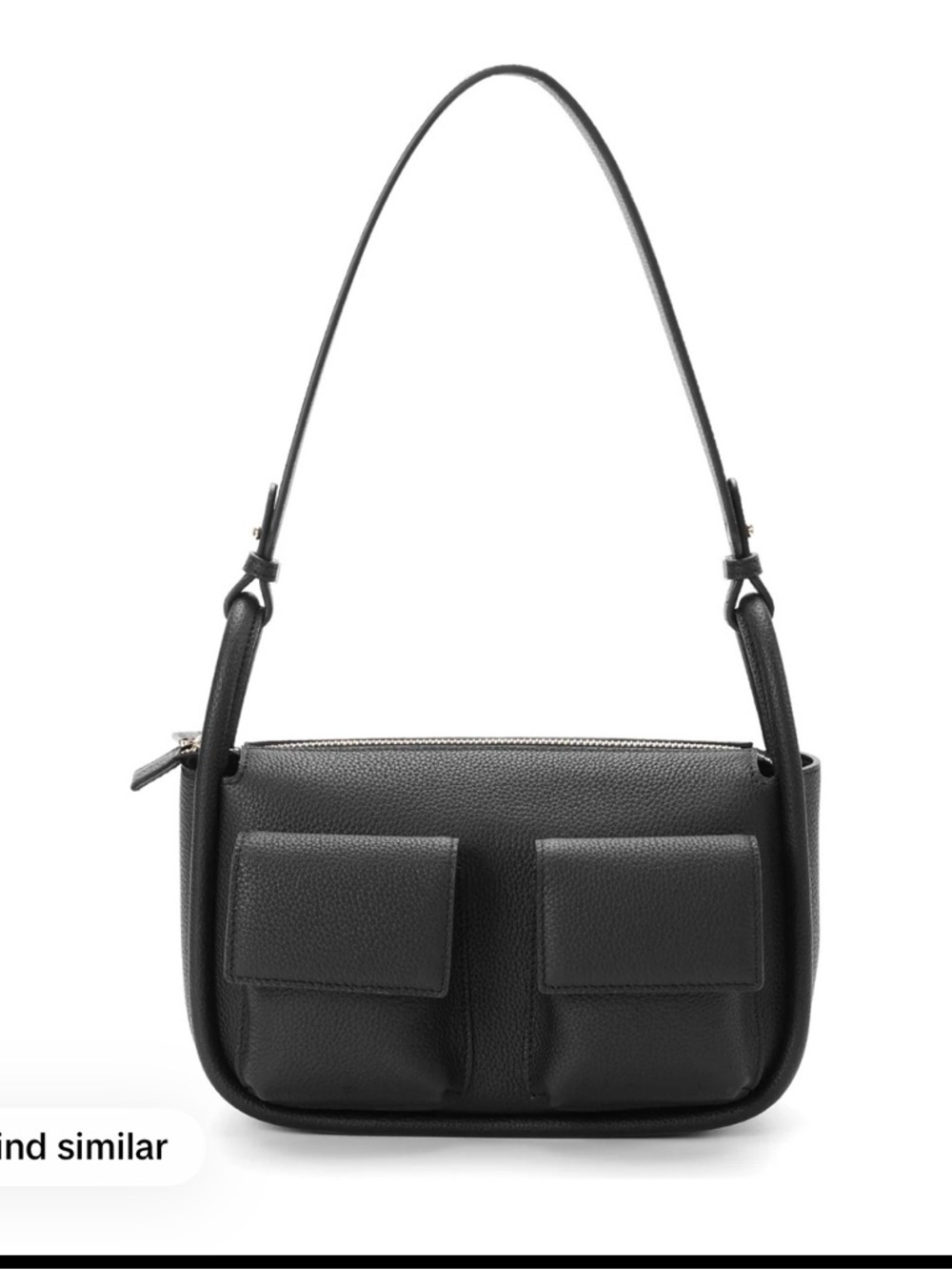 Classical Versatile Fashion Black Leather Crossbody with Double Front Pockets